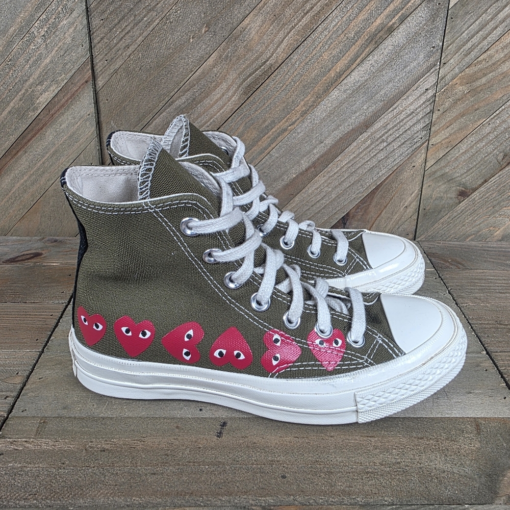 Converse X Comme des Garçons Play Athletic Sneakers Mens Size 3 Womens 5 Green
